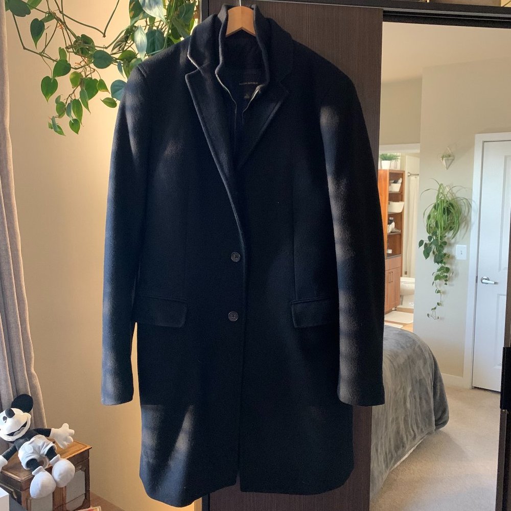 Banana Republic Wool Topcoat Car Coat Black Slim